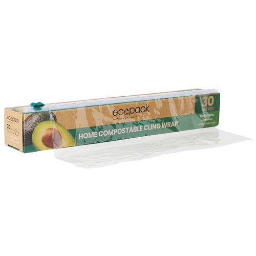 Ecopack Home Compostable Cling Film Wrap With Dispenser 300mm x 30m