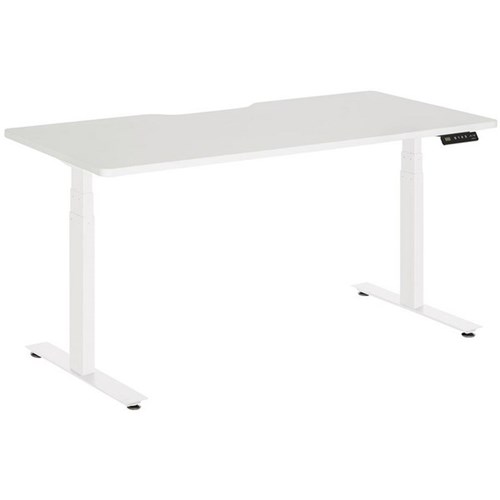 Amplify Rapid Assembly Electric Height Adjustable Desk Dual Motor Scallop Top 1500x750mm White/White