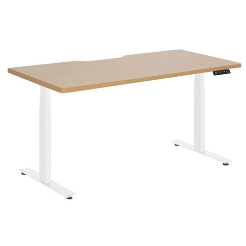 Amplify Rapid Assembly Electric Height Adjustable Desk Dual Motor Scallop Top 1800x800mm Beech/White