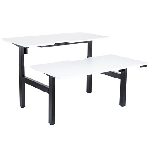 Emerge Electric Height Adjustable 2 User Desk 1500x750mm White Scallop/Black