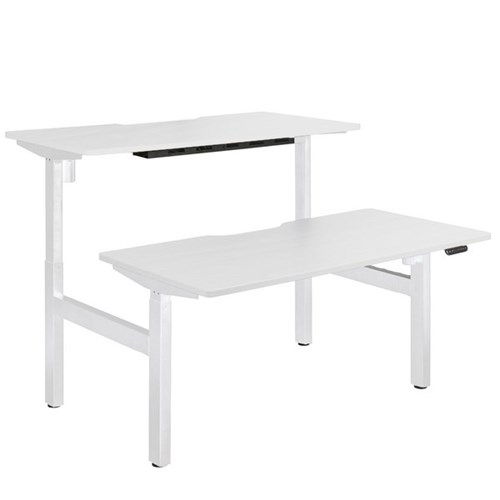 Emerge Electric Height Adjustable 2 User Desk Scallop Top 1500x750mm White/White