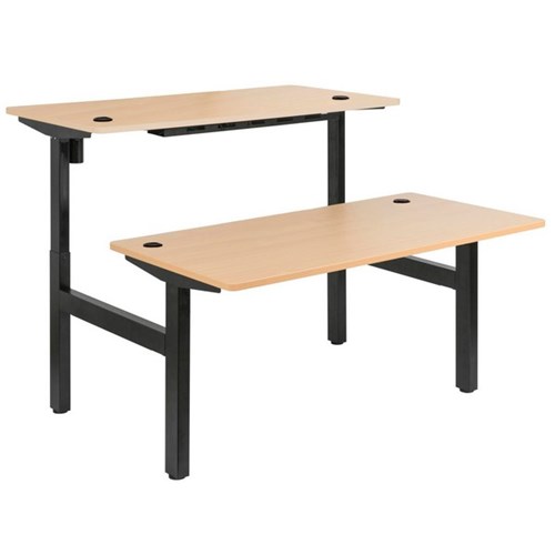 Emerge Combination Fixed Height & Electric Height Adjustable Back To Back Desks 1500mm Beech/Black