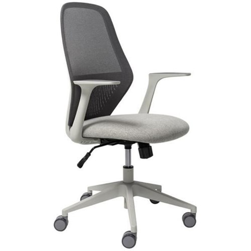 Mondo Soho Chair With Arms Mesh Back Unassembled Light Grey/White