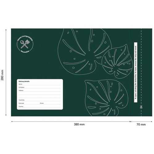 Ecopack Foolscap Compostable Resealable Courier Bags 280x380mm, Pack of 25