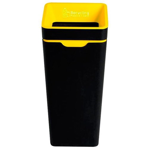 Method 60L Yellow Plastics + Cans Recycling Bin With Open Lid