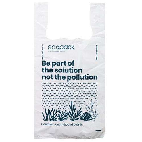 Ecopack Ocean Bound Plastic Recycled Bin Liners With Handle 13L, Carton of 5 Rolls of 100