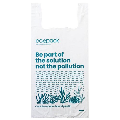 Ecopack Ocean Bound Plastic Recycled Bin Liners With Handle 18L, Carton of 5 Rolls of 100