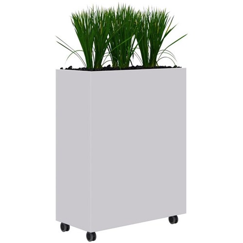 Fiord Mobile Planter Including Artificial Plants 900x1200mm White/Grass