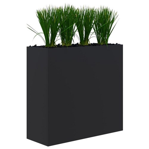 Fiord Planter Including Artificial Plants 1200x1200mm Black/Grass