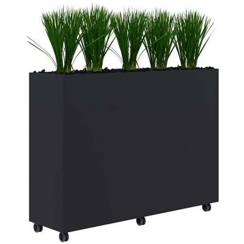 Fiord Mobile Planter Including Artificial Plants 1600x1200mm Black/Grass