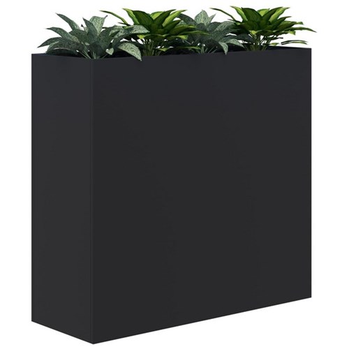 Fiord Planter Including Artificial Plants 1200x1200mm Black/Plants
