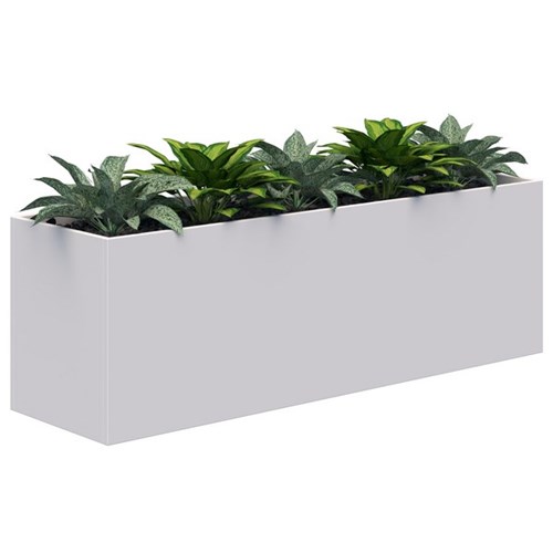 Fiord Planter Including Artificial Plants 1600x600mm White/Plants