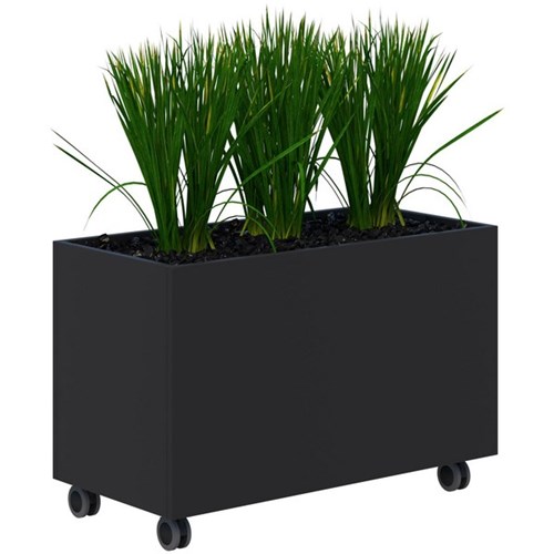 Fiord Mobile Planter Including Artificial Plants 900x600mm Black/Grass