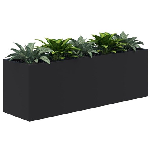 Fiord Planter Including Artificial Plants 1600x600mm Black/Plants