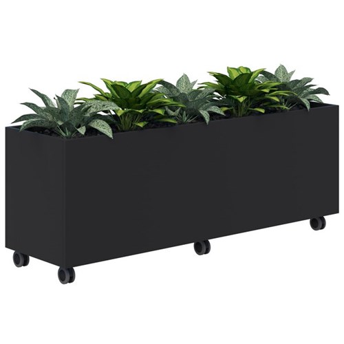Fiord Mobile Planter Including Artificial Plants 1600x600mm Black