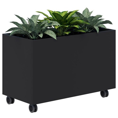 Fiord Mobile Planter Including Artificial Plants 900x600mm Black