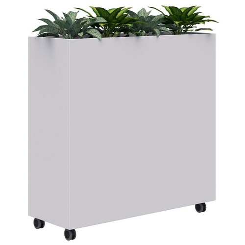 Fiord Mobile Planter Including Artificial Plants 1200x1200mm White
