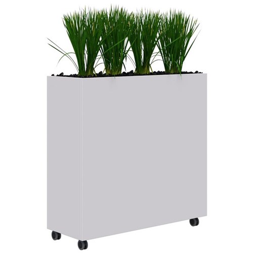 Fiord Mobile Planter Including Artificial Plants 1200x1200mm White/Grass