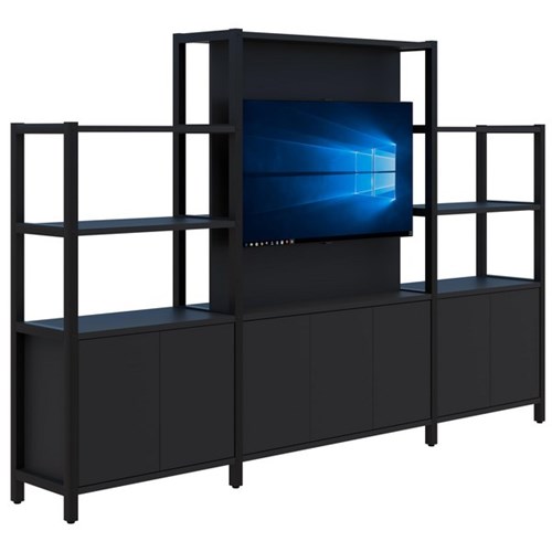 Grid 40 TV Open Display Wall Unit 2960x1500/1890mm Black/Black