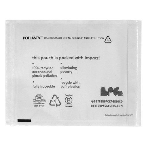 POLLAST!C Ocean Bound Plastic Labelopes Small 150x115mm, Pack of 100