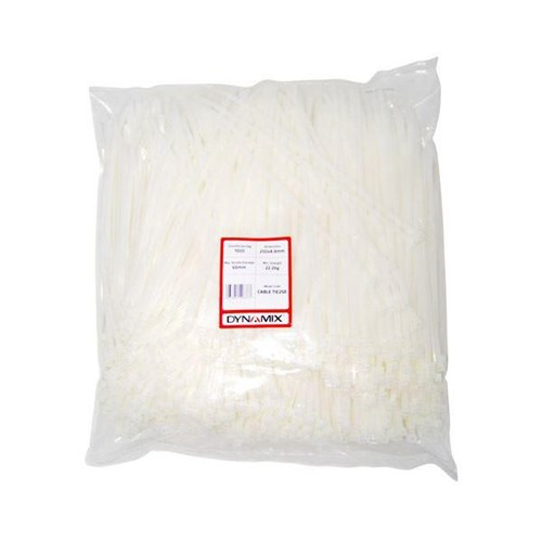 Dynamix Plastic Cable Ties 4.8x250mm Natural, Pack of 1000
