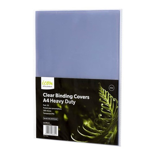 Icon Binding Covers A4 200 Micron Clear, Pack of 20