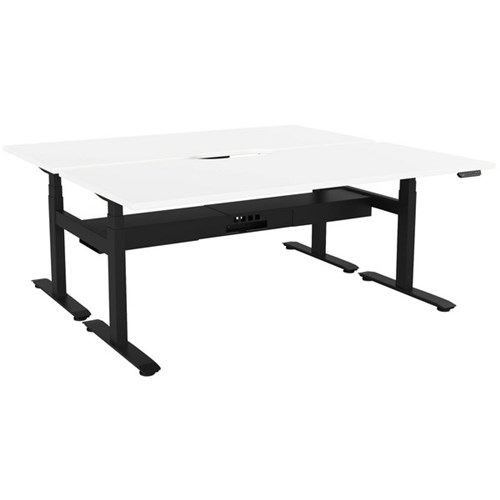 Lever Double Sided Electric Height Adjustable Desk Pod 1800mm White/Black