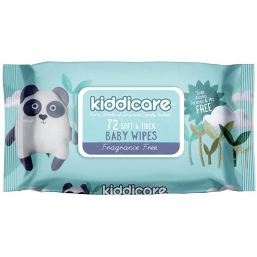 Kiddicare Fragrance Free Baby Wipes, Carton of 12 Packs of 72