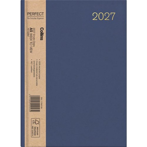 DIARY COLLINS A53 WEEK TO VIEW ENVIRO ASSORTED 2027