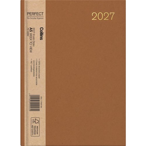 DIARY COLLINS A53 WEEK TO VIEW ENVIRO ASSORTED 2027