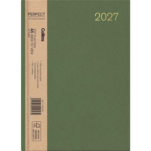 DIARY COLLINS A53 WEEK TO VIEW ENVIRO ASSORTED 2027
