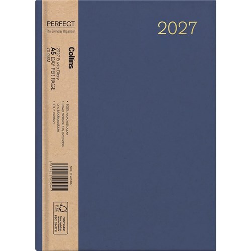 Collins A51 Diary A5 1 Day Per Page 2025 Enviro Assorted Colours