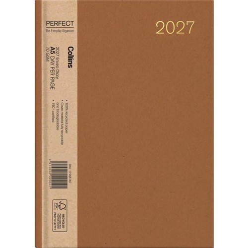 Collins A51 Diary A5 1 Day Per Page 2025 Enviro Assorted Colours