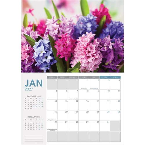 Collins Rosebank Wall Calendar A4 2027 Floral