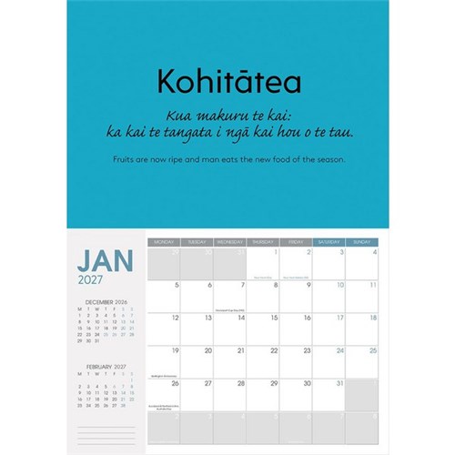Collins Rosebank Wall Calendar A4 2027 Bilingual English/Maori