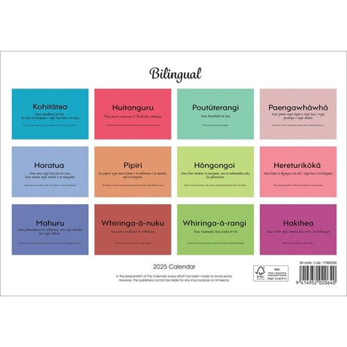 Collins Rosebank Wall Calendar A4 2027 Bilingual English/Maori