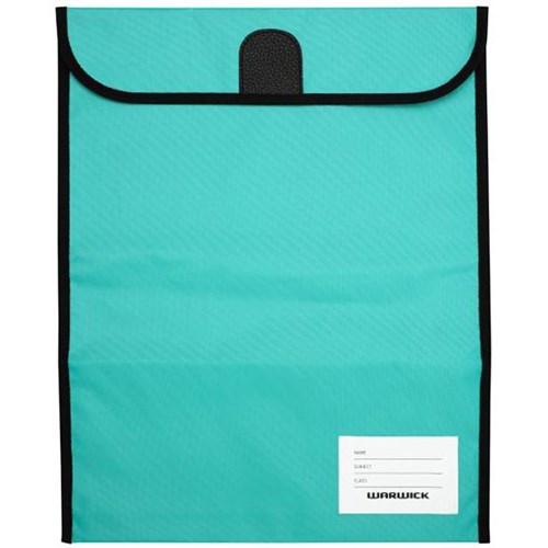 Warwick Homework Book Bag Hook & Loop XL 450x360mm Aqua