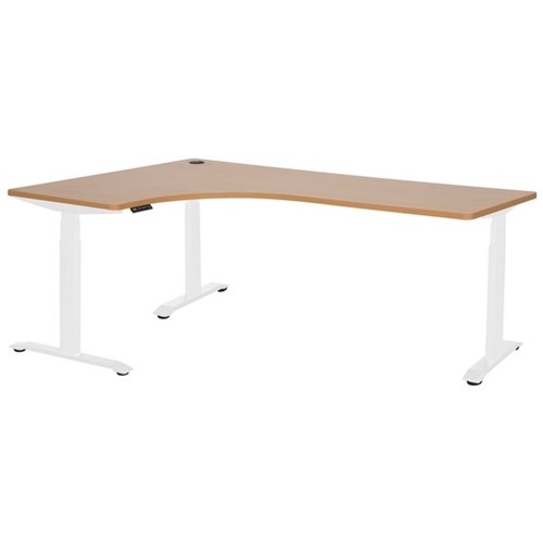 Amplify Rapid Assembly Electric Height Adjustable Workstation Left Hand 1800x1200x600mm Beech/White