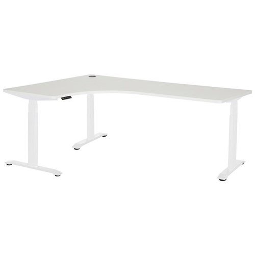 Amplify Rapid Assembly Electric Height Adjustable Workstation Left Hand 1800x1200x600mm White/White