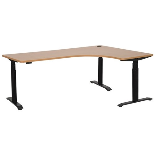 Amplify Rapid Assembly Electric Height Adjustable Workstation Right Hand 1800x1200x600mm Beech/Black