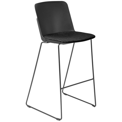 Scout Barstool 515x535x1070mm Black Upholstered in Keylargo Ebony