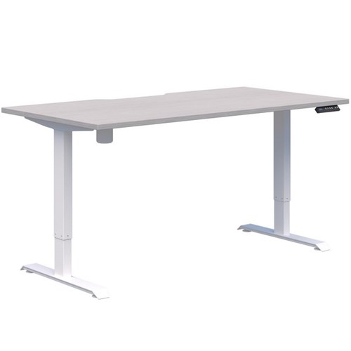 Fiord One Electric Height Adjustable Desk 1600x800mm Silver Strata/White
