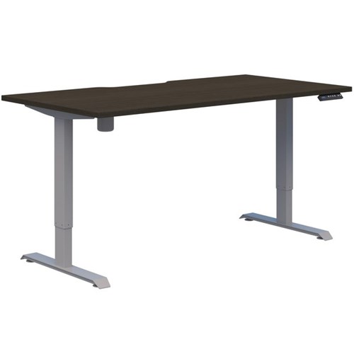 Fiord One Electric Height Adjustable Desk 1600x800mm Charred Oak Timberland/Silver