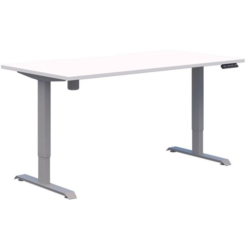 Fiord One Electric Height Adjustable Desk 1600x800mm Snow Velvet/Silver
