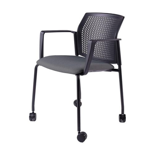 Zest Visitor Chair 4 Leg Shell Castors Lead Seat Pad with Square Arms Keylargo