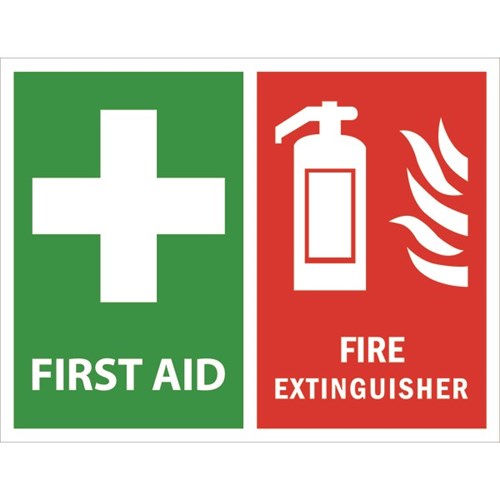 First Aid Kit and Fire Extinguisher in Vehicle Self-Adhesive Sticker 120x80mm