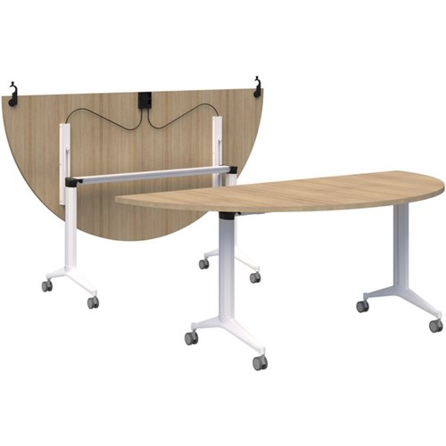 Boost Semi-Circle Flip Table 1800x900mm Classic Oak/White