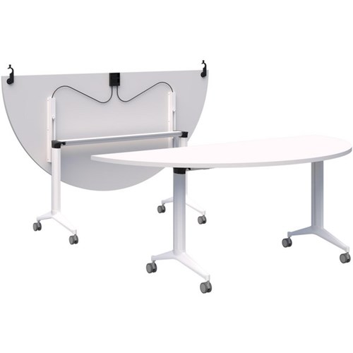Boost Semi-Circle Flip Table 1800x900mm Snow Velvet/White