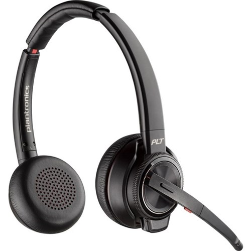Poly Savi 8220 Stereo DECT 1880-1900 MHz Wireless Headset Black With Charging Cradle