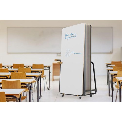 Boyd Flow Mobile Whiteboard Cart Black/Oak